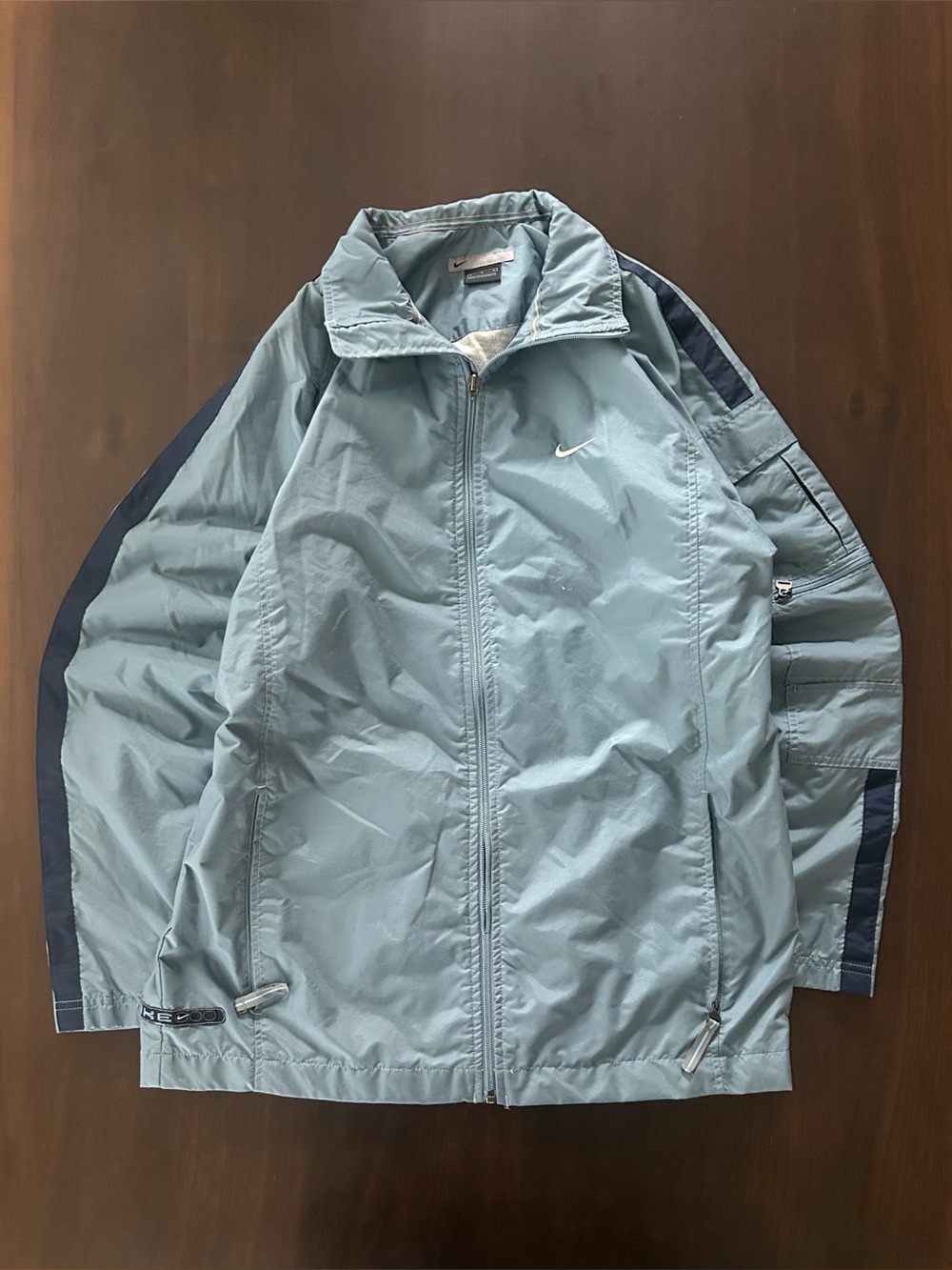 2000’s Nike Men’s Windbreaker Blue Track Jacket Full Zip Small Swoosh Size M